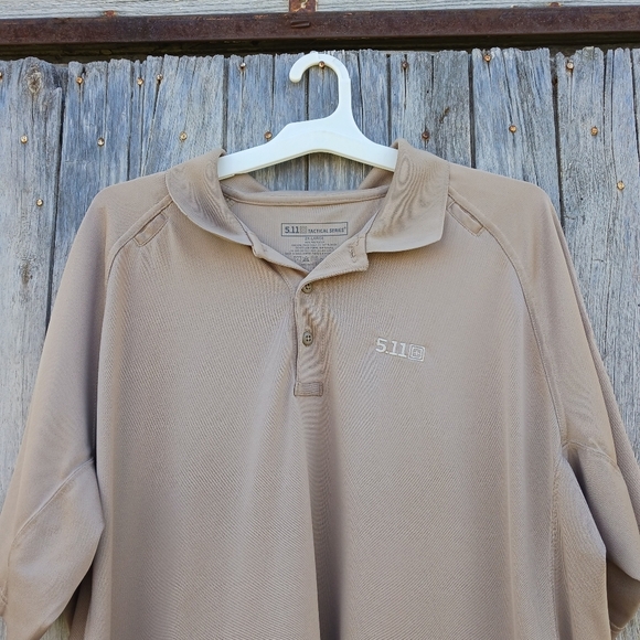 5.11 Tactical Polo Shirt Mens 2XL Silver Tan Performance Technical Utility Work - Picture 2 of 6